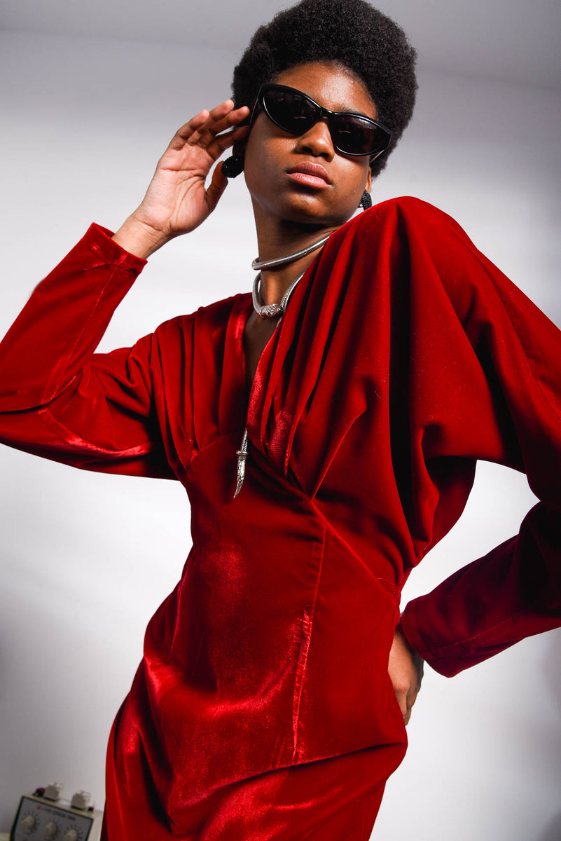 ALL IN RED VELVET DRESS – 57 FASHION BAR