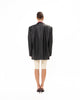 BLACK FAUX LEATHER BLAZER