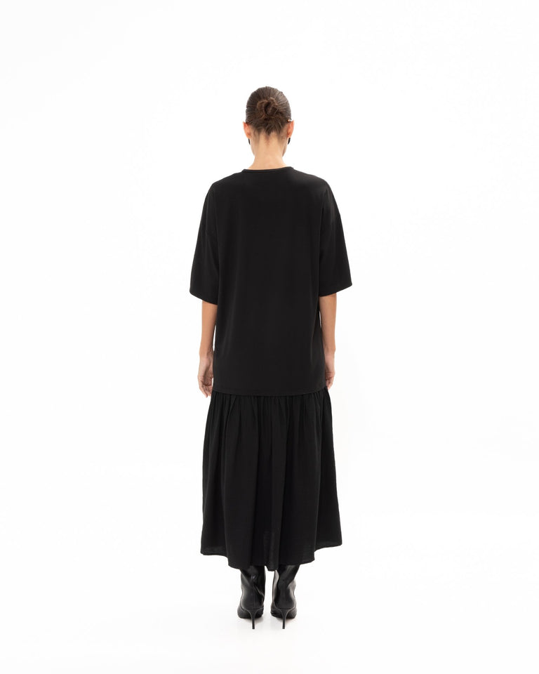BLACK MIDI COTTON DRESS