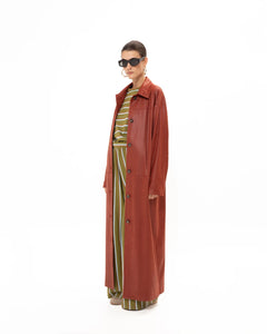 CHERRY FAUX LEATHER COAT