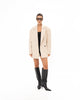 CREME FAUX LEATHER BLAZER