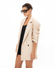 CREME FAUX LEATHER BLAZER
