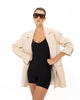 CREME FAUX LEATHER BLAZER