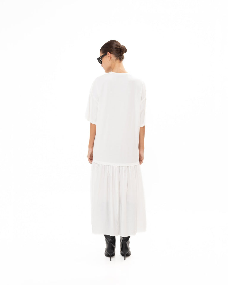 WHITE MIDI COTTON DRESS
