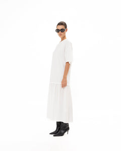 WHITE MIDI COTTON DRESS