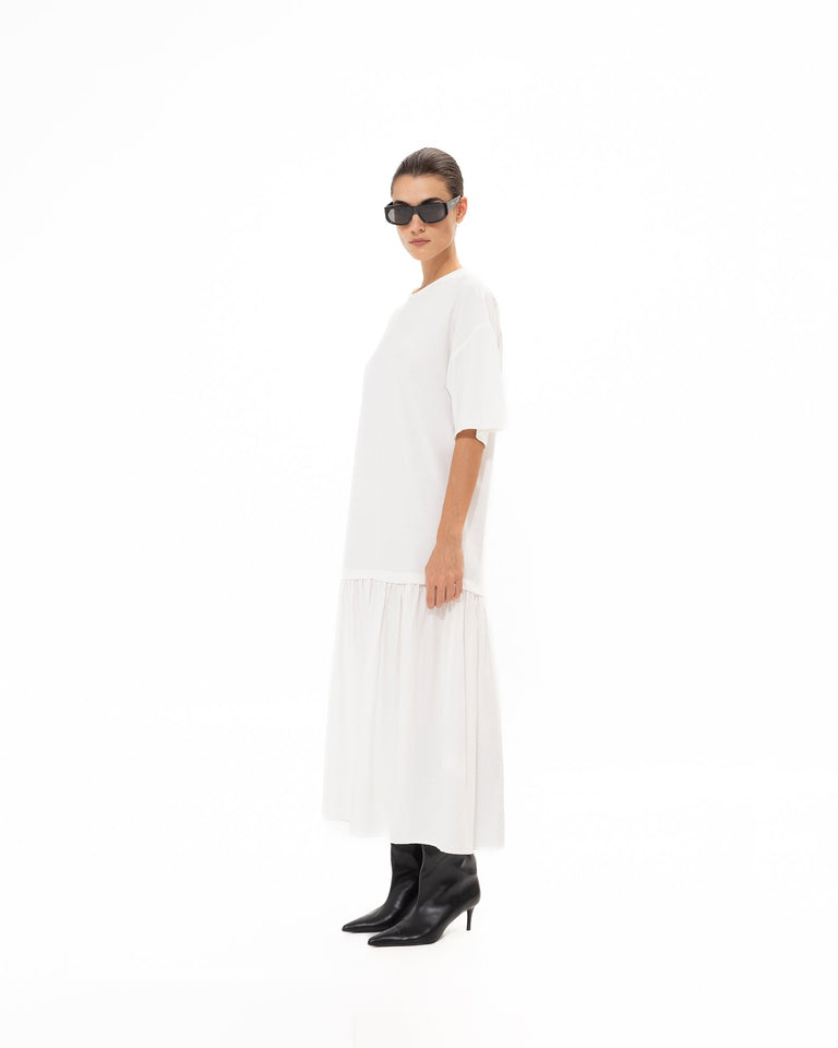 WHITE MIDI COTTON DRESS