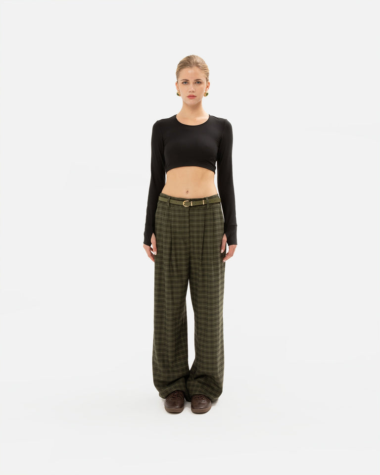 OLIVE CHEQUERED PANTS