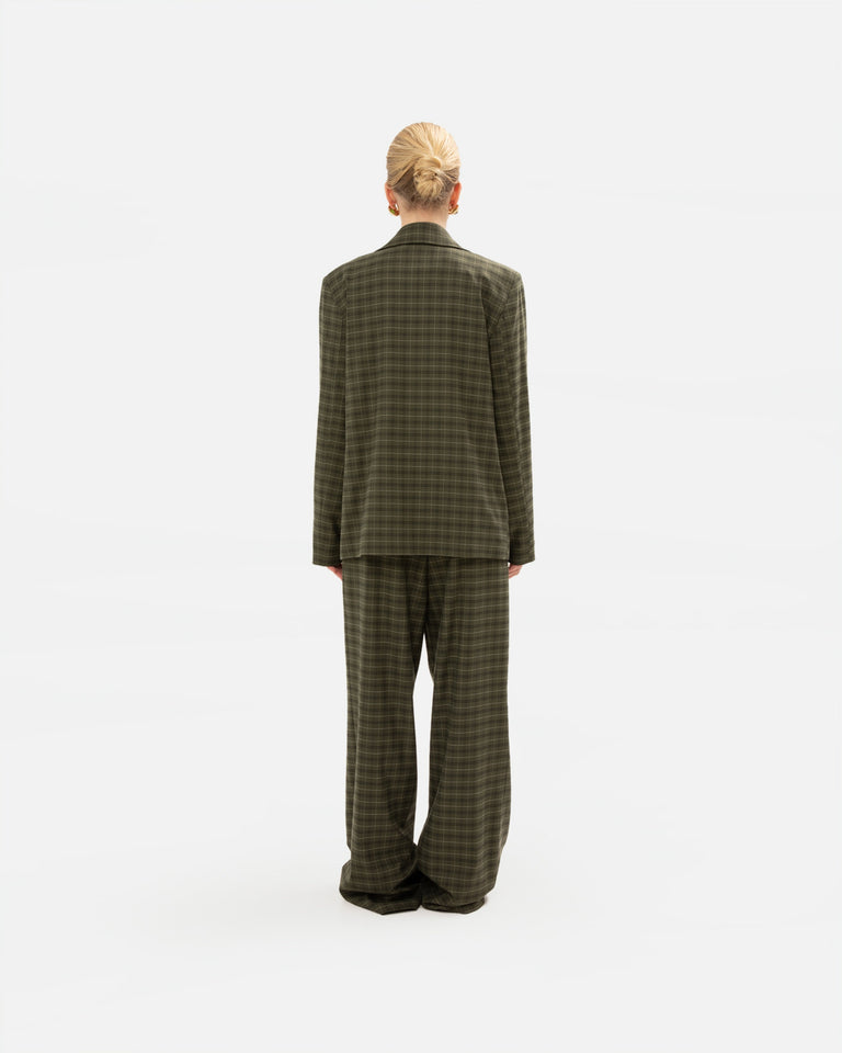 OLIVE CHEQUERED BLAZER