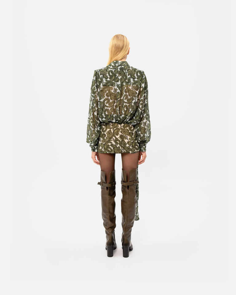 GREEN PAISLEY WRAP SKIRT