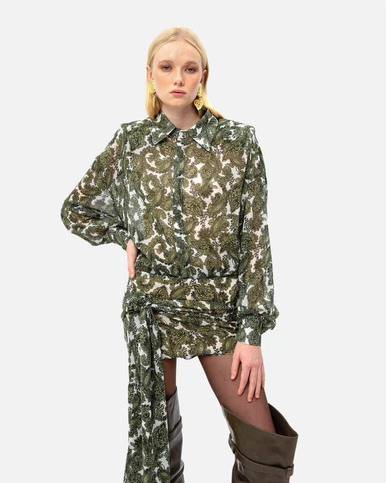 GREEN PAISLEY WRAP SKIRT