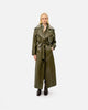 KHAKI FAUX LEATHER TRENCH COAT