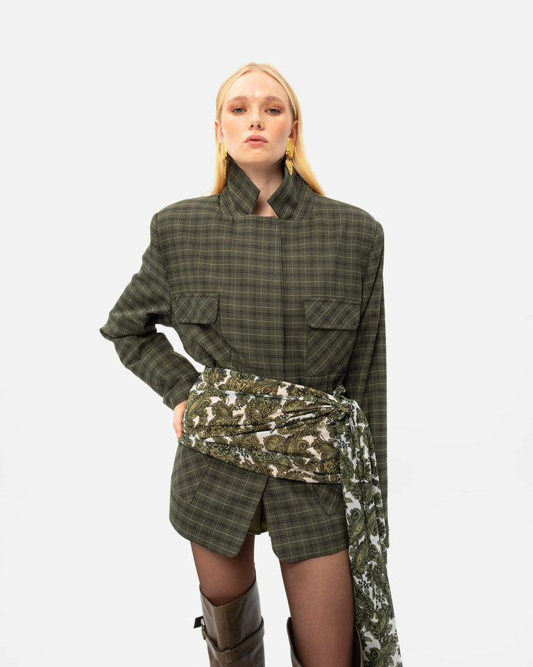 GREEN PAISLEY WRAP SKIRT