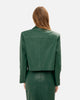 ALPINE GREEN FAUX LEATHER CROP JACKET