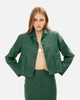 ALPINE GREEN FAUX LEATHER CROP JACKET