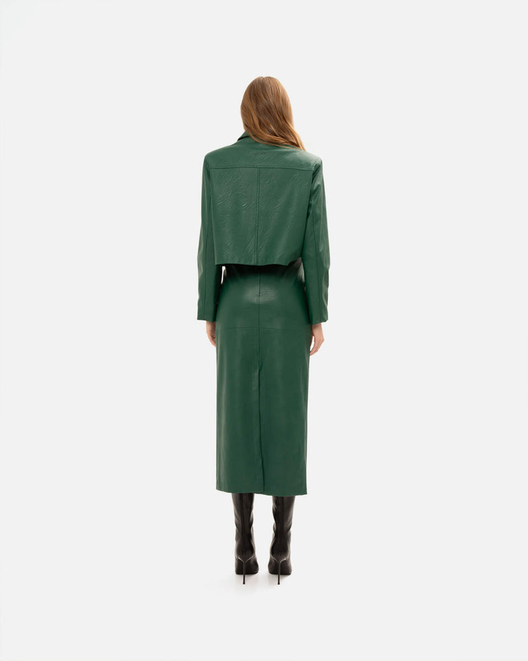 ALPINE GREEN FAUX LEATHER SKIRT