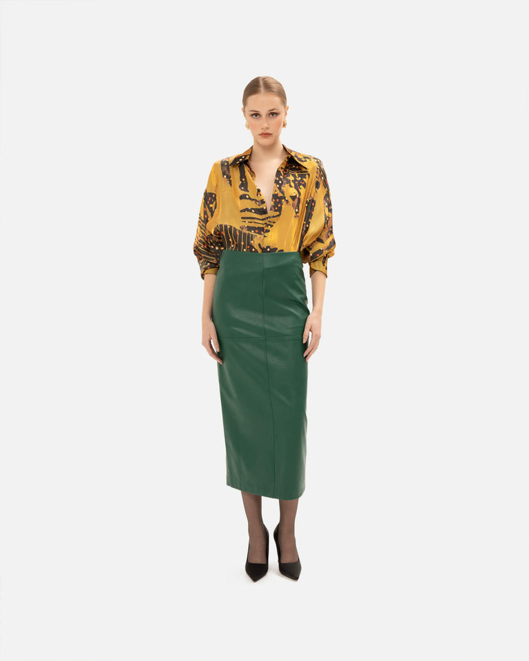 ALPINE GREEN FAUX LEATHER SKIRT