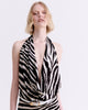 ZEBRA PRINT COWL NECK DRESS