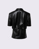 BLACK FAUX LEATHER SHORT-SLEEVE TOP