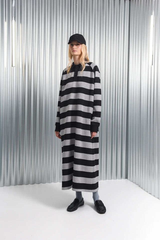 YAMATA LONG DRESS GREY/BLACK