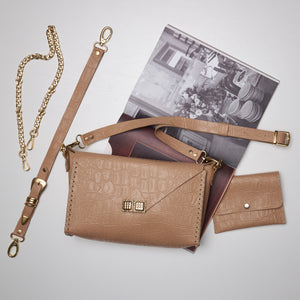 "SKY" MOCHA GOLD SHOULDER BAG