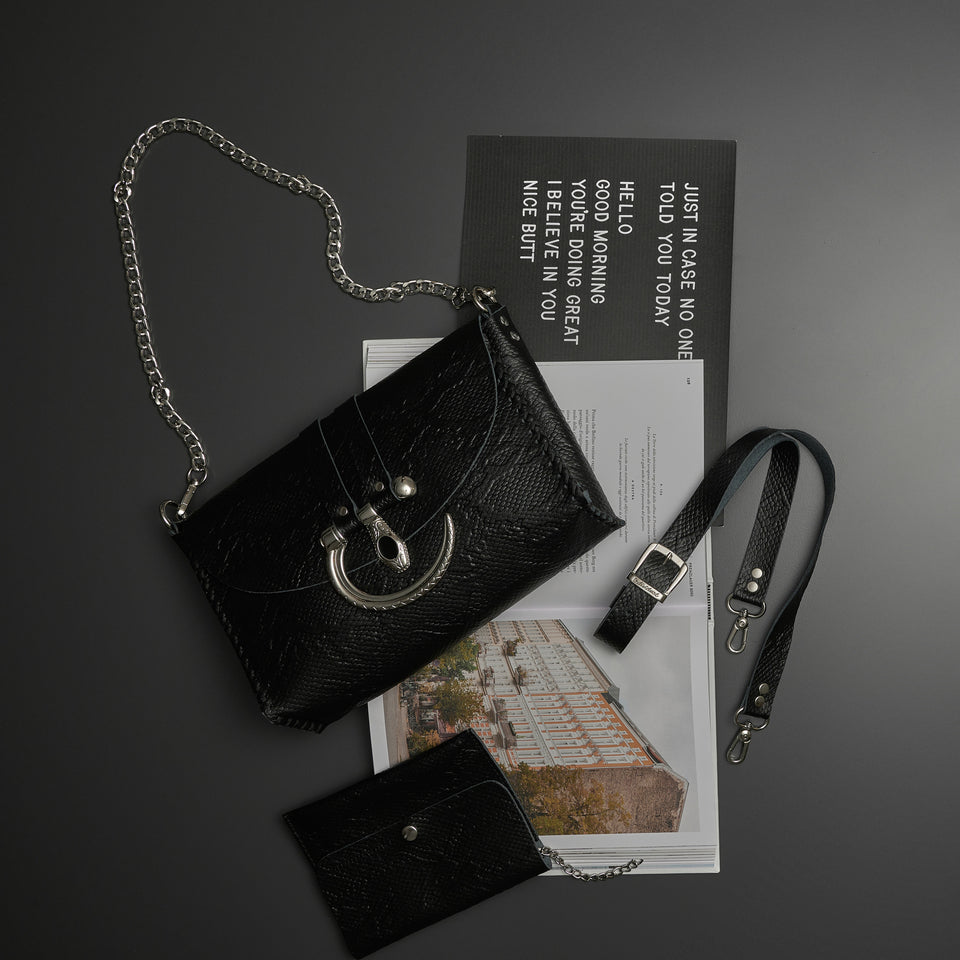 "SENORITA" BLACK NICKEL SHOULDER BAG