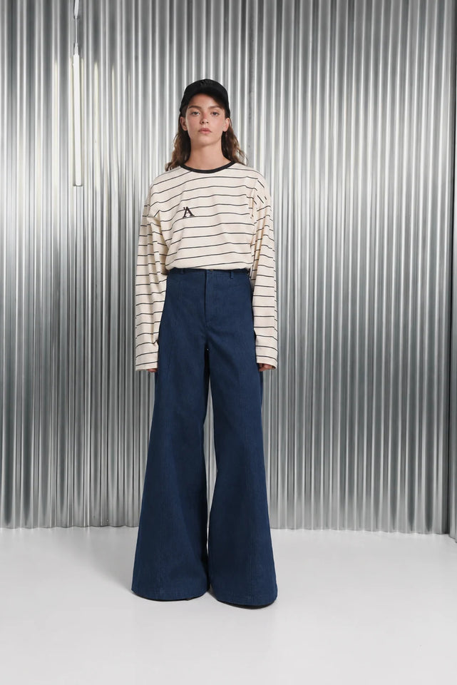 OTZI WIDE LEG DENIM PANTS BLUE
