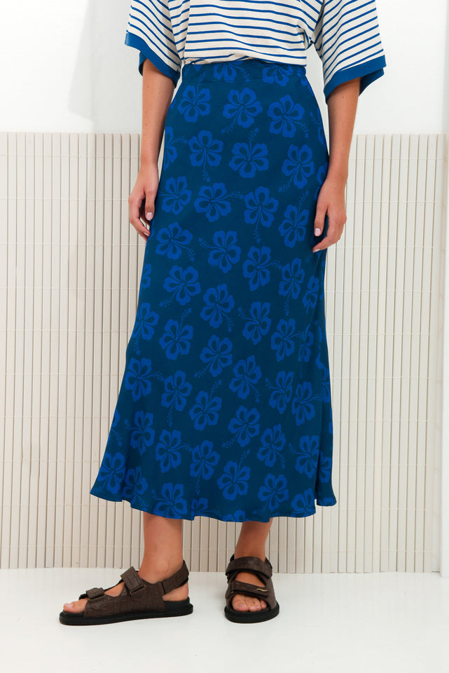 HIBISCUS SKIRT BLUE