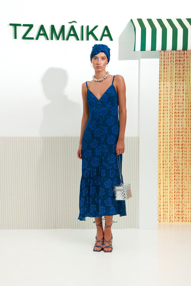 HIBISCUS DRESS BLUE