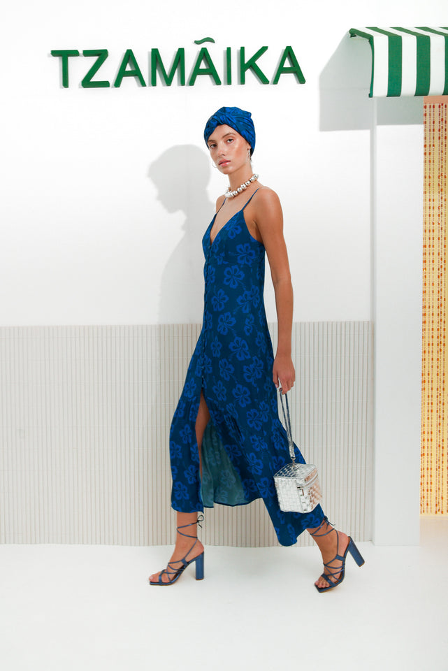 HIBISCUS DRESS BLUE
