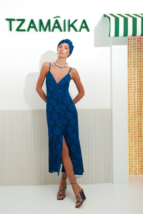HIBISCUS DRESS BLUE