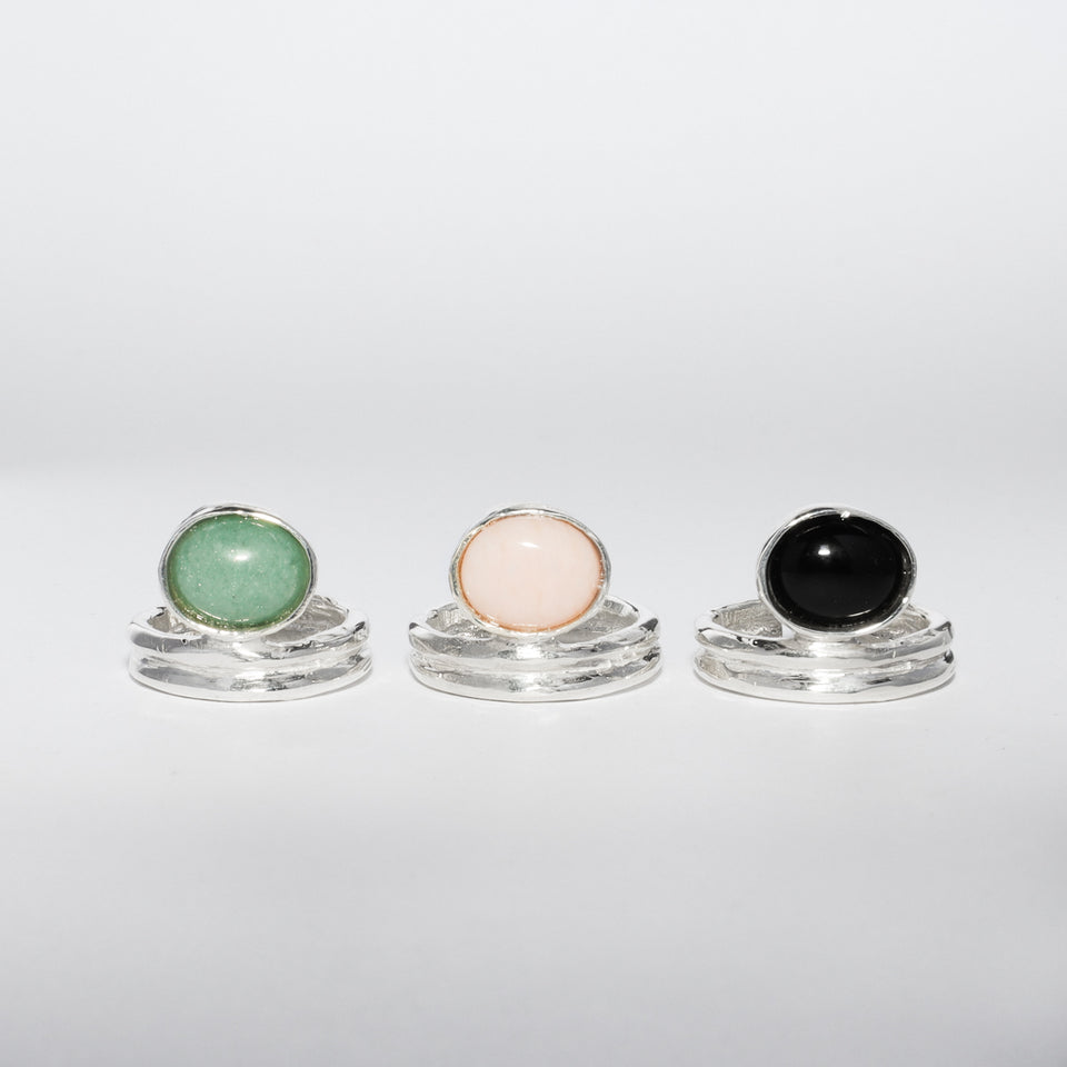 NA053 STONE STUCK RING GREEN AVENTURINE