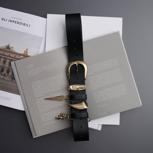 "SENSUOUS WHISPER" BLACK GOLD BELT