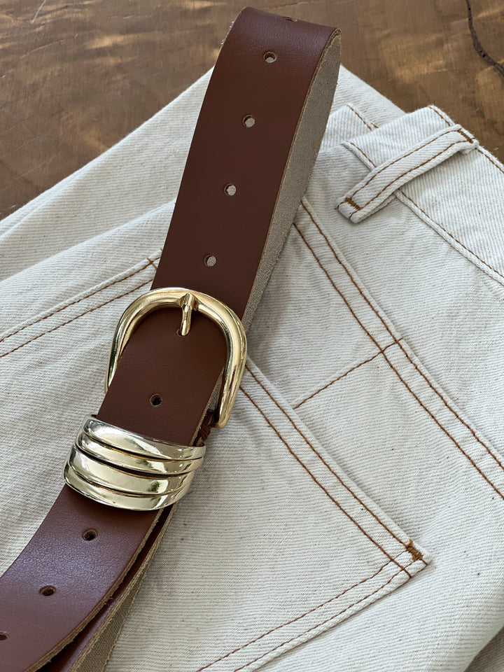 "MINIMAL" BROWN GOLD BELT