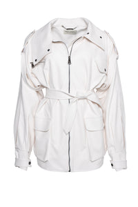 WHITE FAUX LEATHER JACKET