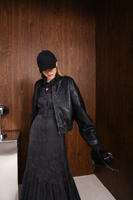 IDENTITY FAUX LEATHER BOMBER