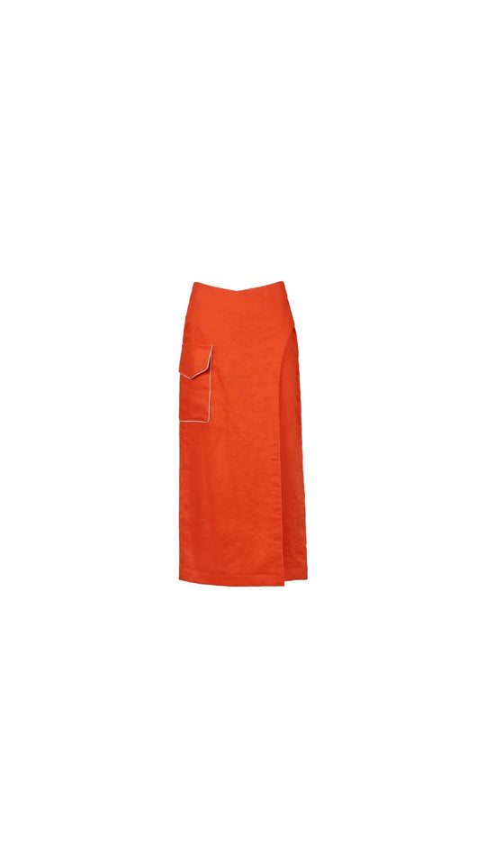 PARACAS LINEN CARGO SKIRT