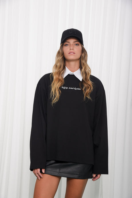 SELF CONTROL LONG SLEEVE T-SHIRT |BLACK