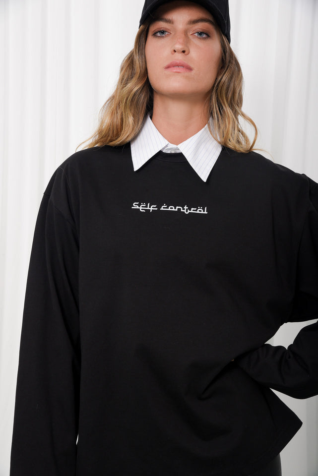 SELF CONTROL LONG SLEEVE T-SHIRT |BLACK