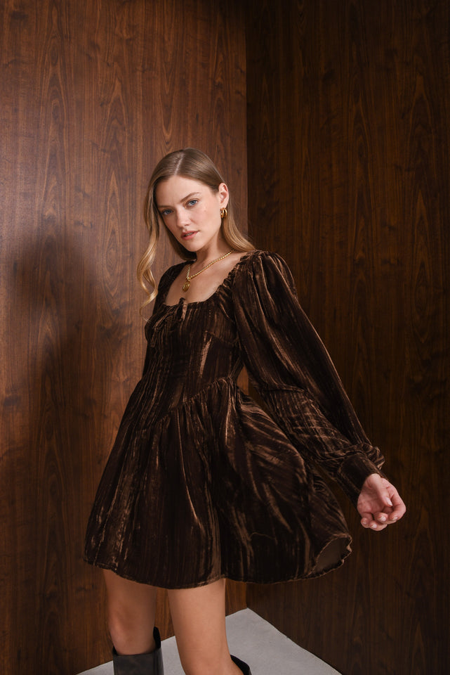 FEARLESS MINI DRESS |BROWN