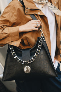 "TO THE WILDER" BLACK NICKEL SHOULDER BAG