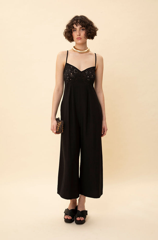 SWEETHEART NECKLINE JUMPSUIT BLACK