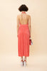 HALTER-NECK PLEATED DRESS CORAL