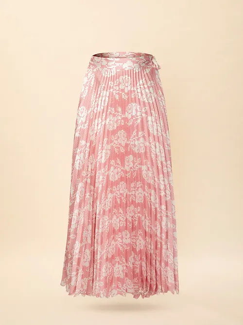 PLEATED WRAP PRINTED SKIRT KOURTINAKI PINK