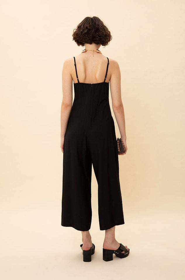 SWEETHEART NECKLINE JUMPSUIT BLACK