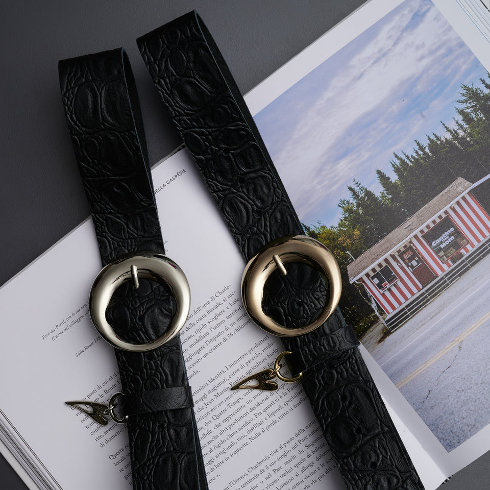 "TIME AND LOVE" BLACK GOLD BELT