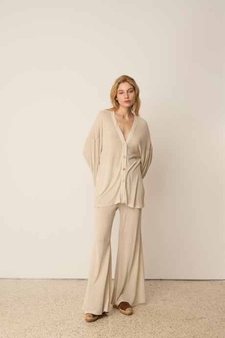 KNIT LINEN PANTS BEIGE