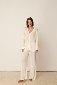 KNIT LINEN PANTS WHITE