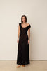 KNIT LINEN FLARED DRESS BLACK