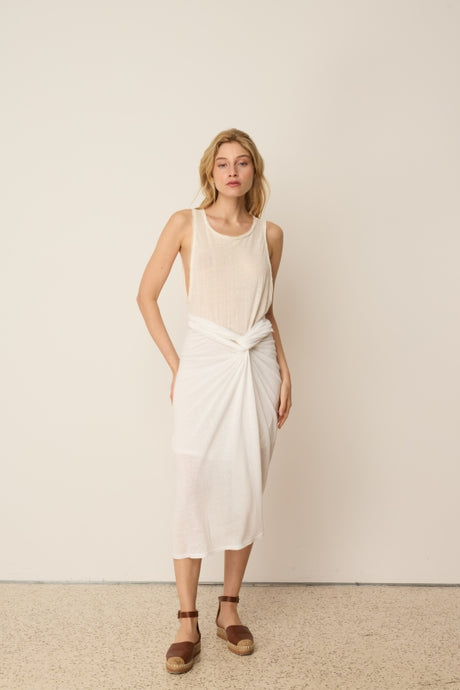 KNIT LINEN PAREO WHITE