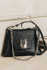 "WINGS" SMALL BLACK NICKEL SHOULDER BAG